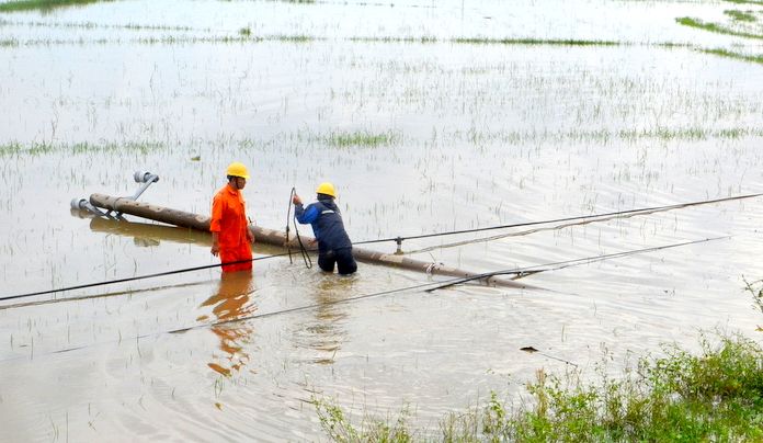 Điện lực miền Trung xử lý sự cố lưới điện sau bão số 6