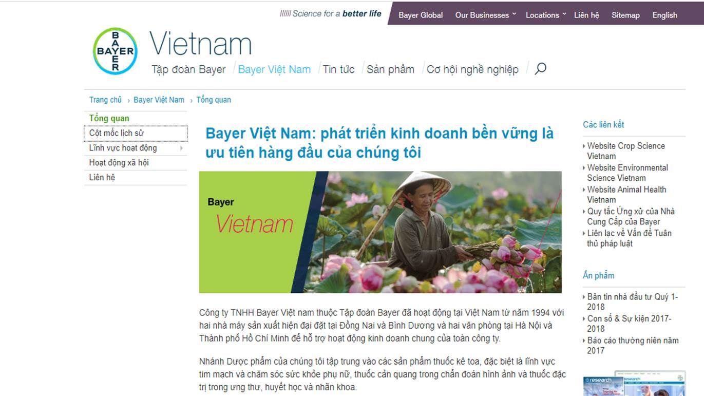  Công ty Bayer Việt Nam cần tuân thủ đầy đủ các quy định của pháp luật Việt Nam