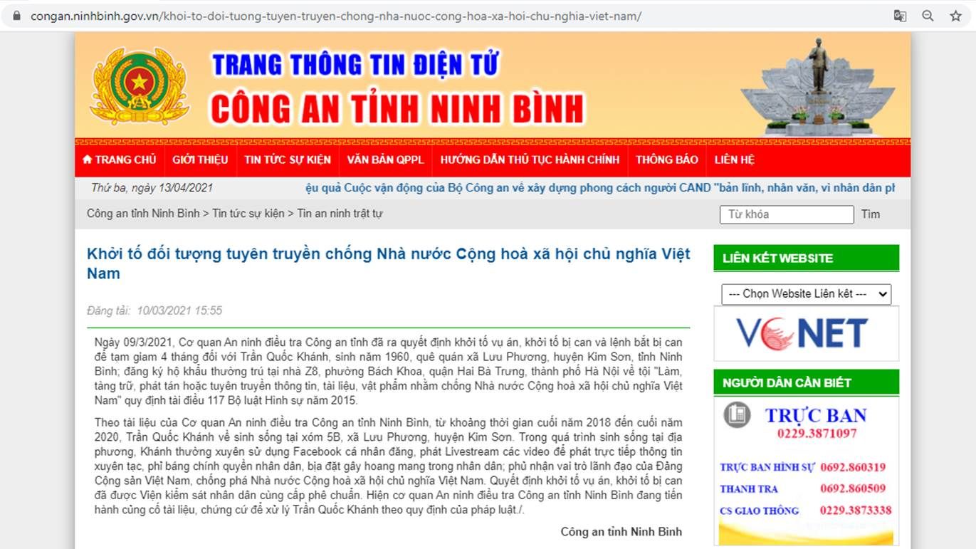 Không có chuyện cá nhân bị khởi tố do “tự ứng cử”