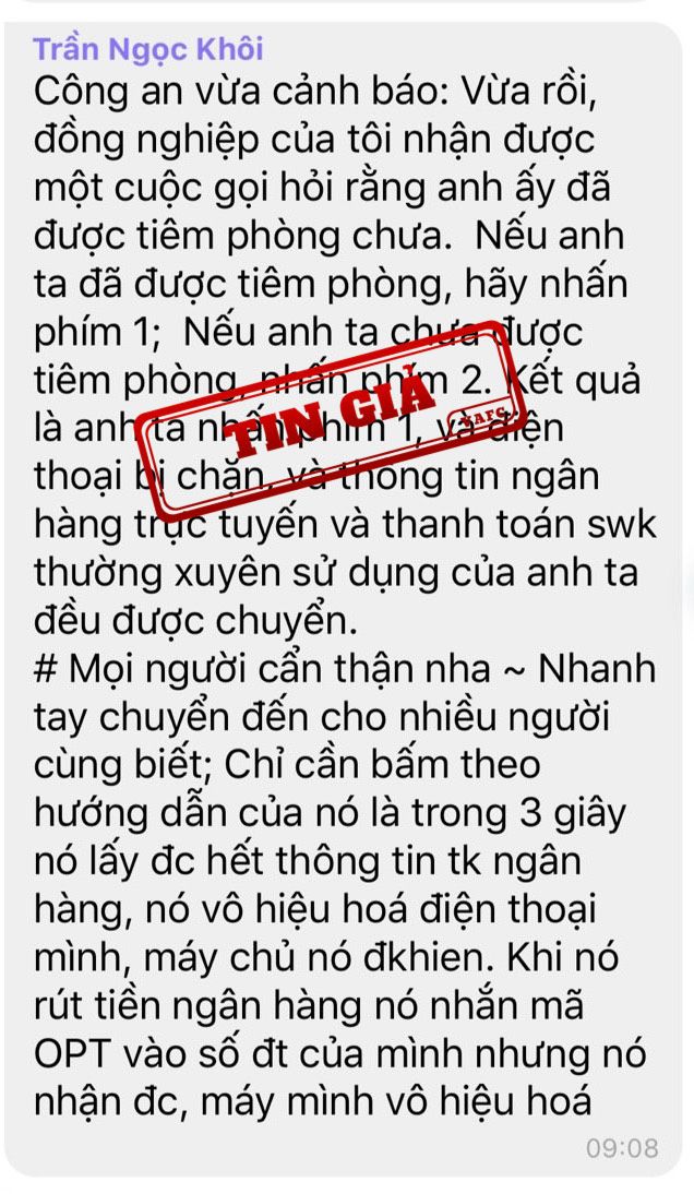 Tin giả về lừa đảo chiếm đoạt thông tin cá nhân trên mạng