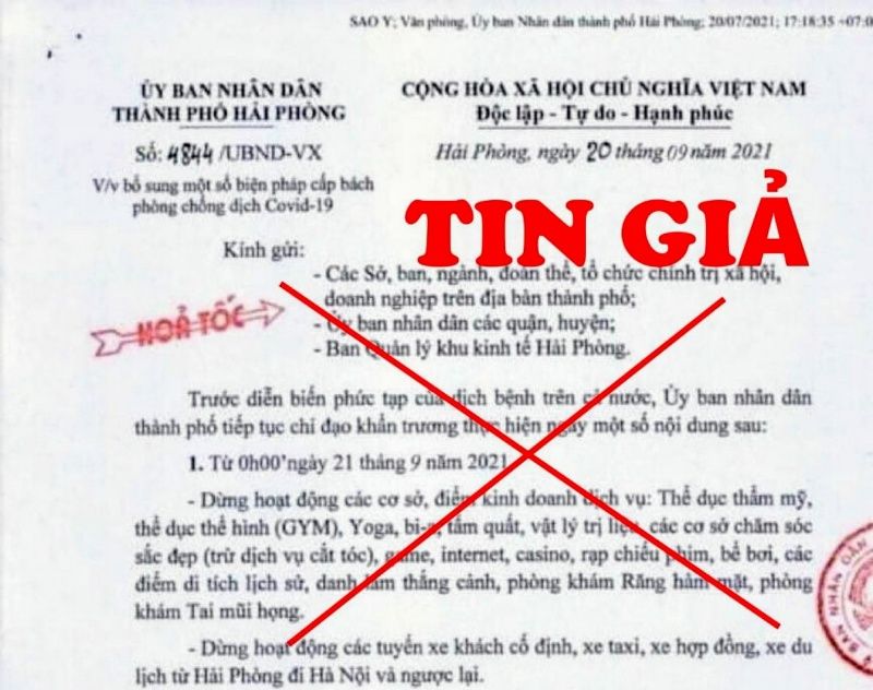 Hải Phòng: Đề nghị người dân không lan truyền văn bản giả mạo về phòng dịch