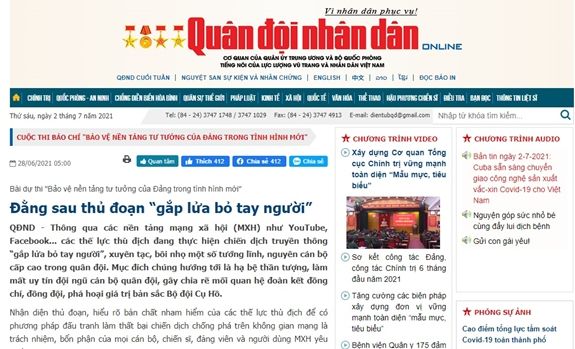 Đảng ủy Báo Quân đội nhân dân lãnh đạo công tác đấu tranh bảo vệ nền tảng tư tưởng của Đảng