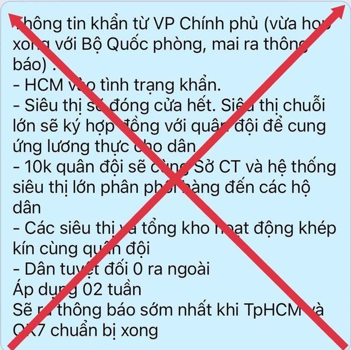 “TP. HCM vào tình trạng khẩn” là tin giả