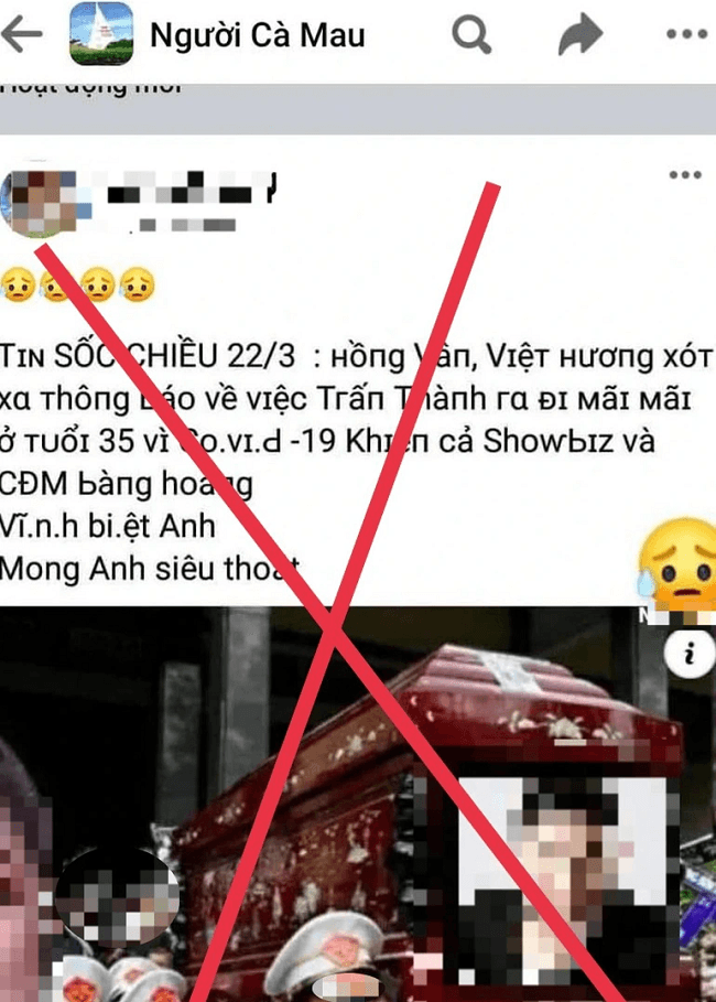 "Trấn Thành tử vong do COVID-19" là thông tin bịa đặt