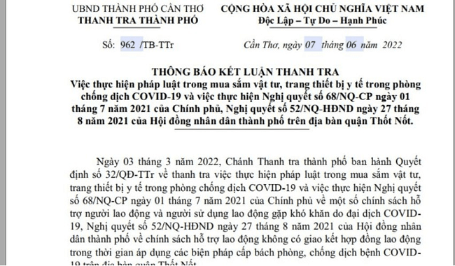 Cần Thơ: Thu hồi hơn 200 triệu đồng chi hỗ trợ lao động tự do chưa đúng