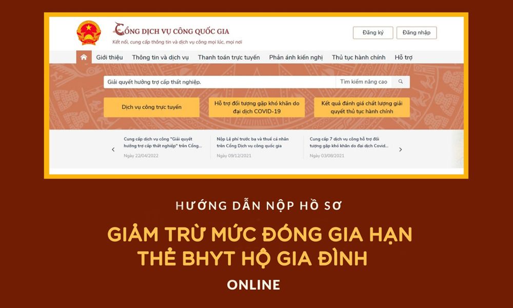 Các bước giảm trừ mức đóng gia hạn thẻ BHYT hộ gia đình online