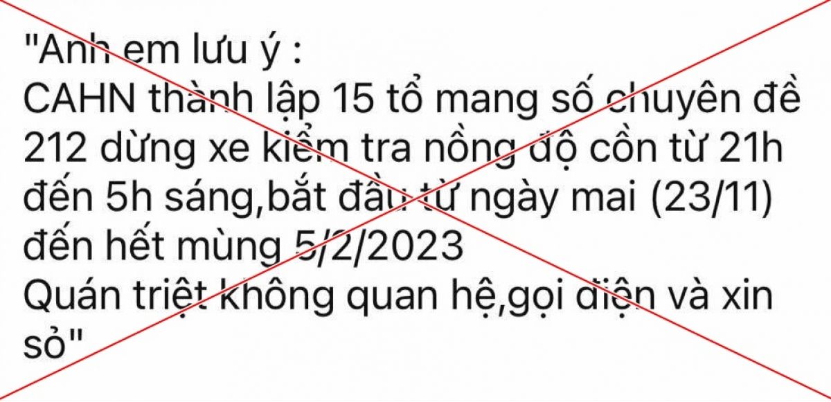 Hà Nội thành lập 15 tổ công tác chuyên đề 212 là “tin giả”