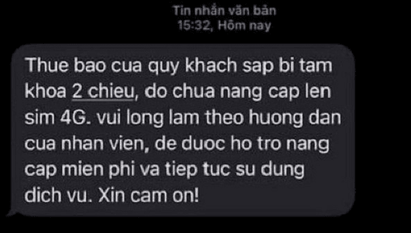 Tin nhắn lừa đảo "khóa thuê bao" có thể tái xuất