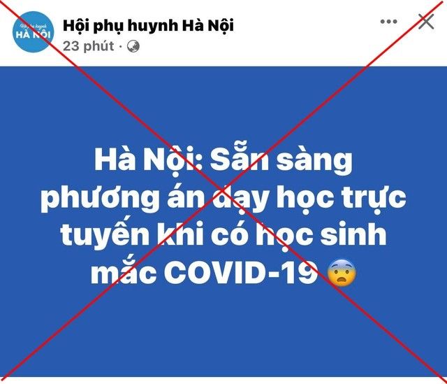 "Hà Nội sẵn sàng phương án dạy học trực tuyến khi có học sinh mắc COVID-19" là tin giả