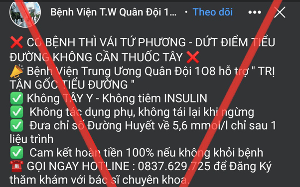 Cảnh giác mạo danh bệnh viện Trung ương Quân đội 108 để trục lợi