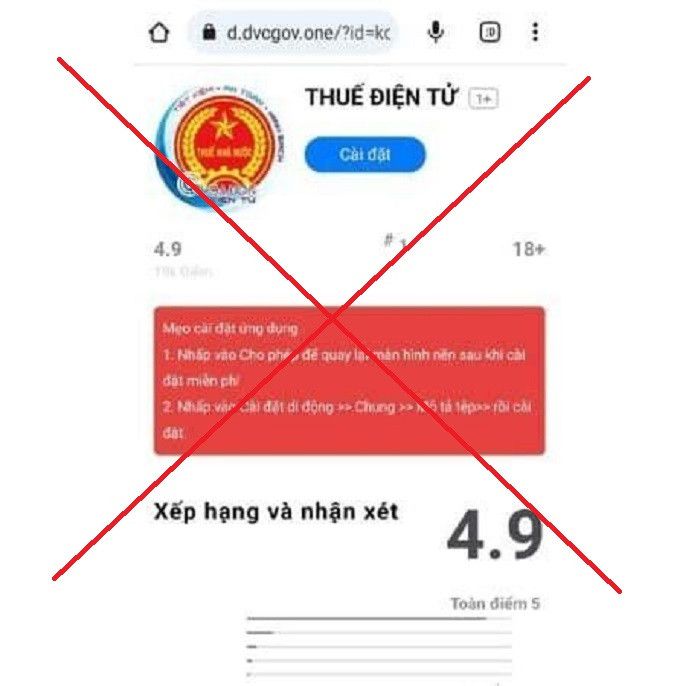 Cẩn trọng với ứng dụng “Thuế điện tử” giả mạo