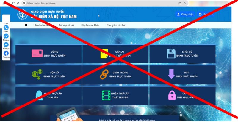Cảnh báo website giả mạo Cổng dịch vụ công ngành BHXH Việt Nam