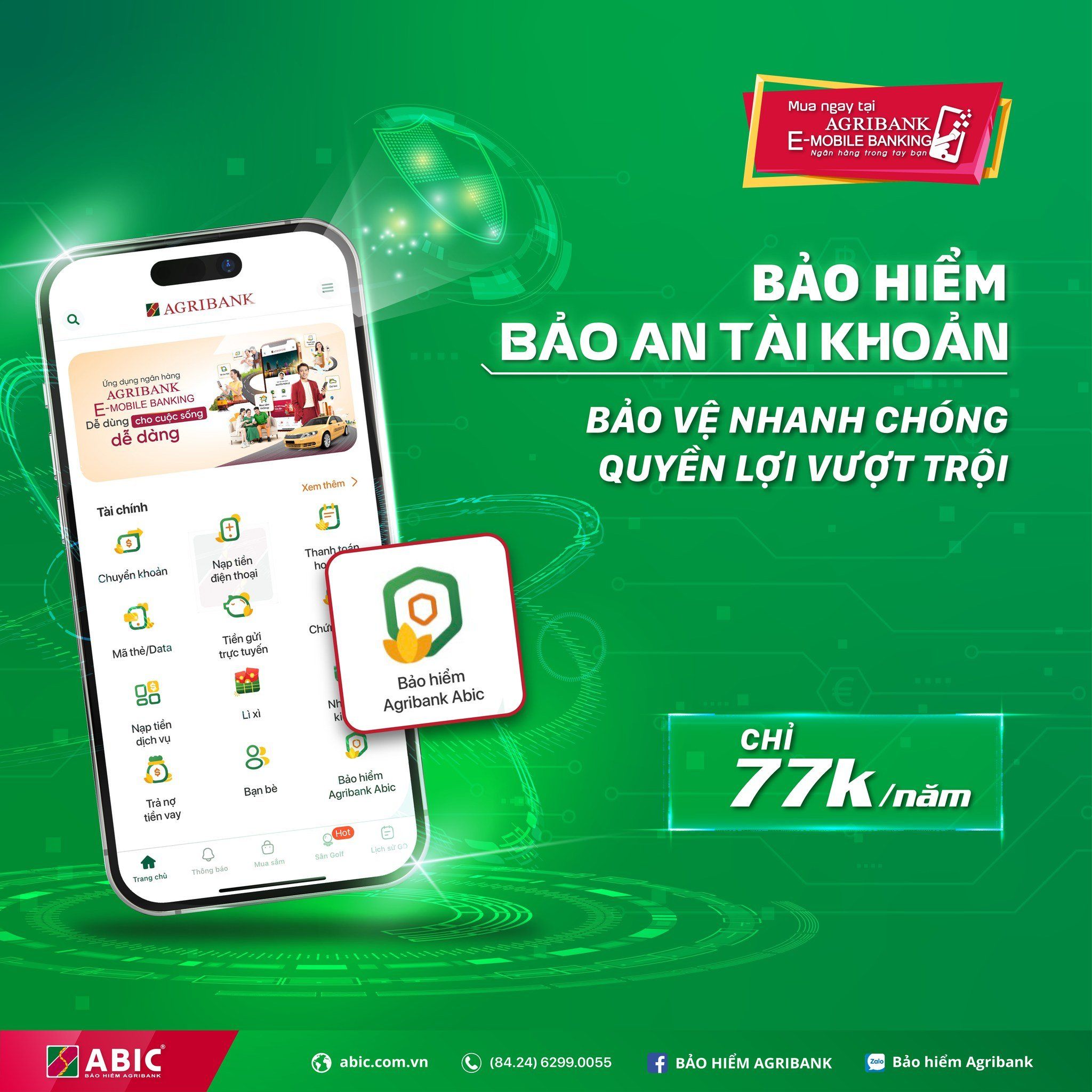 Bảo an tài khoản chính thức ra mắt trên ứng dụng Agribank E-Mobile Banking