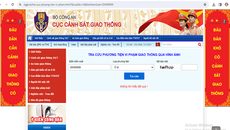 Thông tin về trang web của Cục Cảnh sát Giao thông