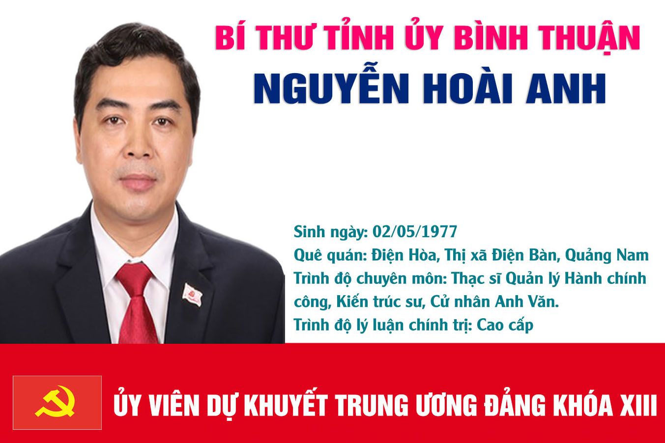 Infographic: Chân dung Bí thư Tỉnh ủy Bình Thuận Nguyễn Hoài Anh 
