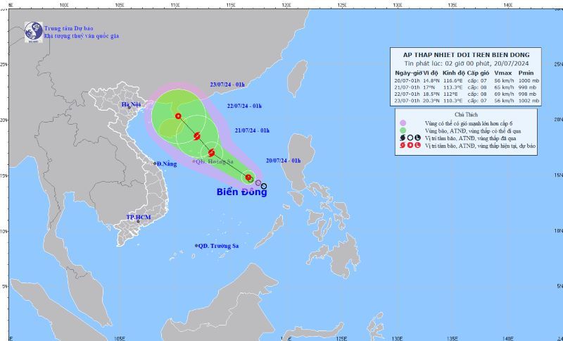 Áp thấp nhiệt đới có khả năng mạnh lên thành bão, mưa dông nhiều nơi