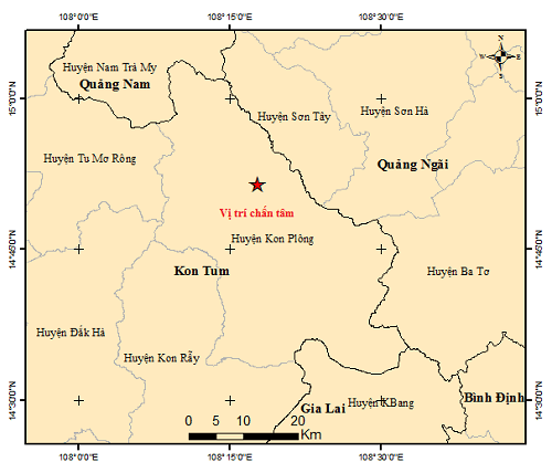 Liên tiếp 40 trận động đất xảy ra trong 2 ngày tại Kon Tum  