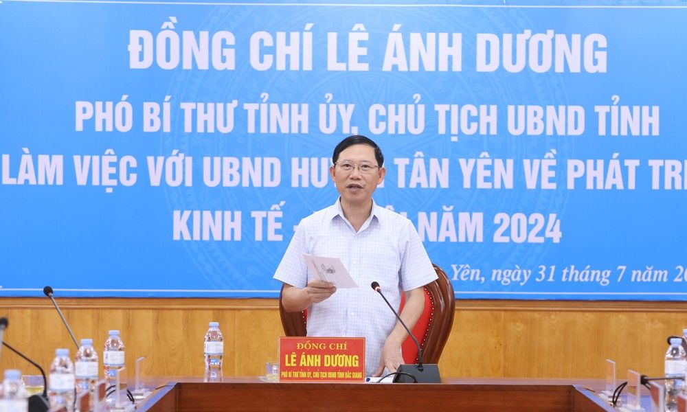 Chủ tịch UBND tỉnh Lê Ánh Dương làm việc với UBND huyện Tân Yên về phát triển KT-XH