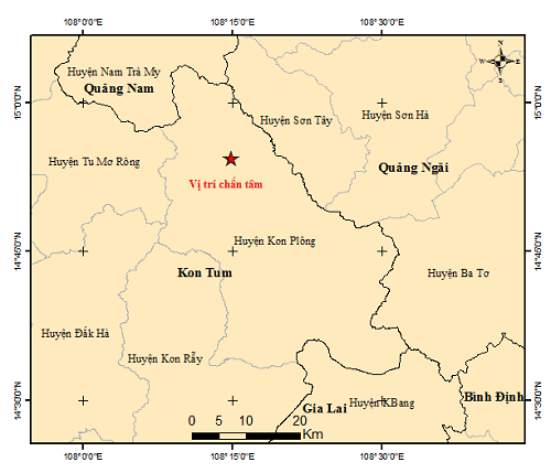 Liên tiếp 4 trận động đất xảy ra tại tỉnh Kon Tum