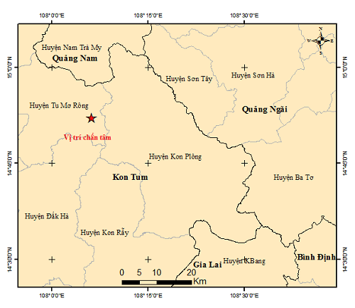 2 trận động đất xảy ra tại tỉnh Kon Tum trong sáng 4/8