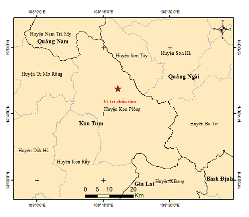 Kon Tum lại xảy ra động đất liên tiếp