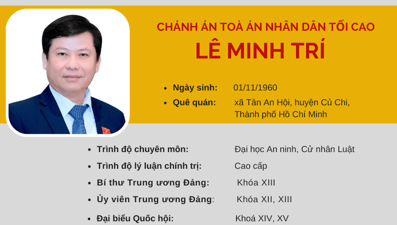 [Infographic] Chánh án Tòa án nhân dân tối cao Lê Minh Trí