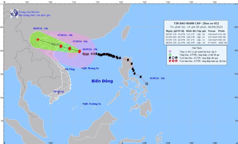 Siêu bão số 3 cách Quảng Ninh khoảng 450 km, gió giật trên cấp 17