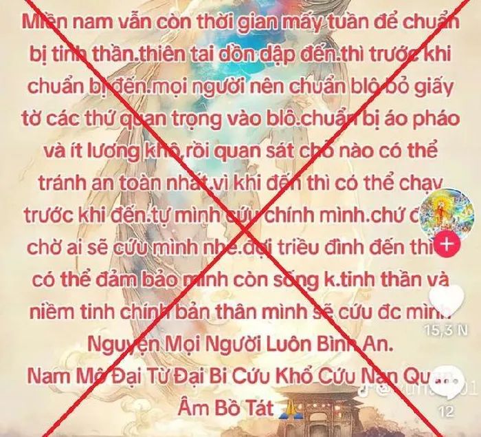 “Sắp tới miền Nam có mưa bão, tất cả chìm trong biển nước” là thông tin sai sự thật