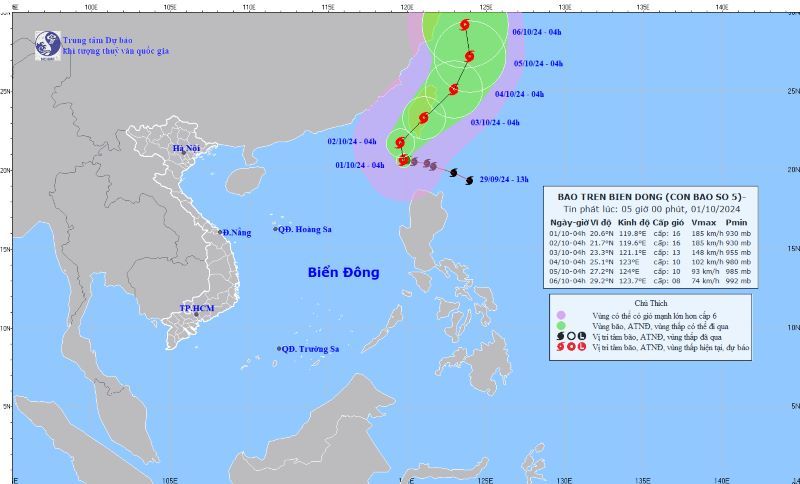 Bão Krathon vào Biển Đông, trở thành cơn bão số 05  