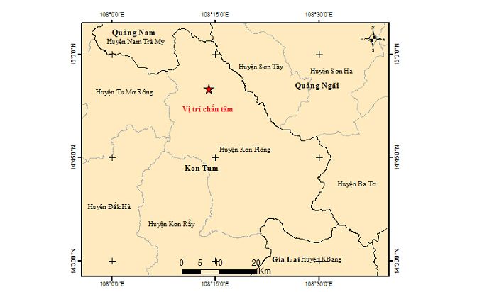 Liên tiếp xảy ra 8 trận động đất tại tỉnh Kon Tum