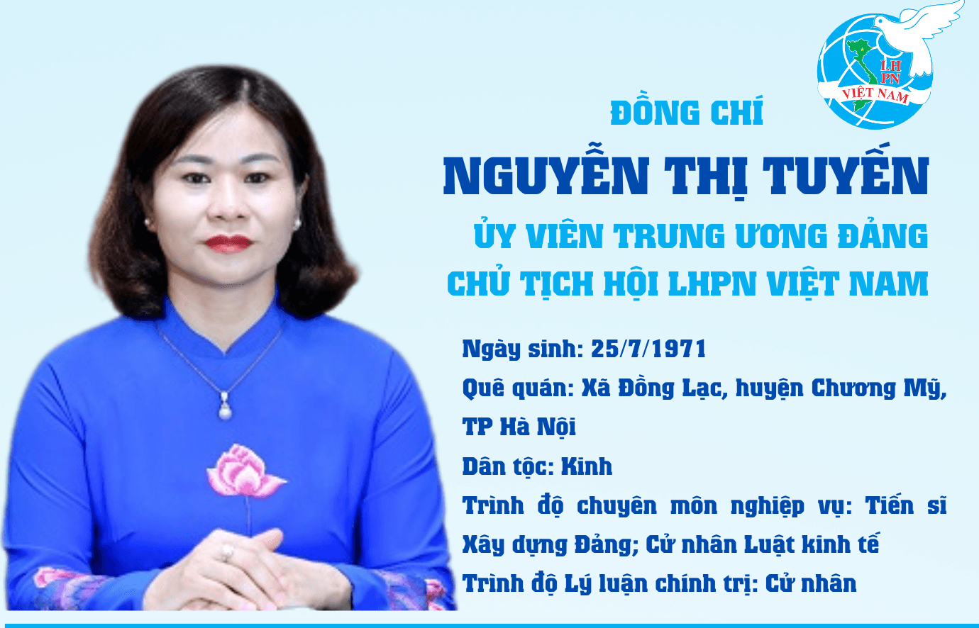 [Infographic] Chủ tịch Hội Liên hiệp Phụ nữ Việt Nam Nguyễn Thị Tuyến