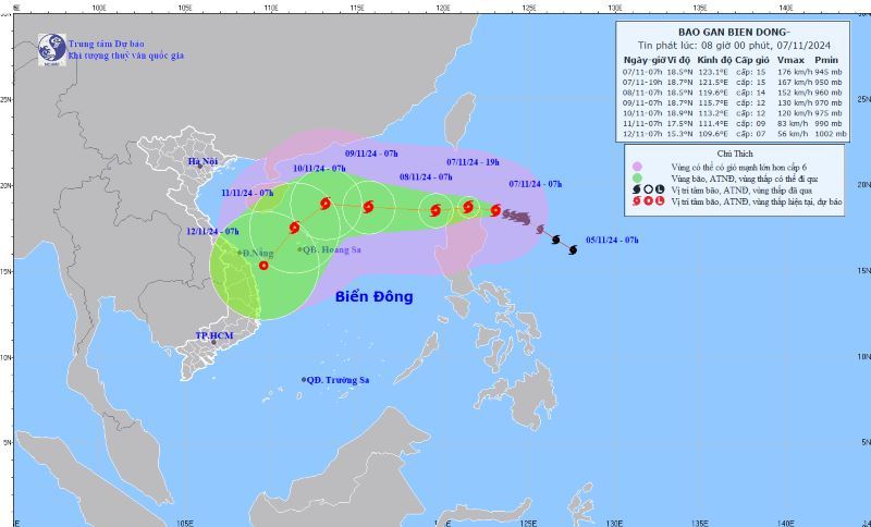 Bão Yinxing mạnh cấp 15, tiến gần Biển Đông