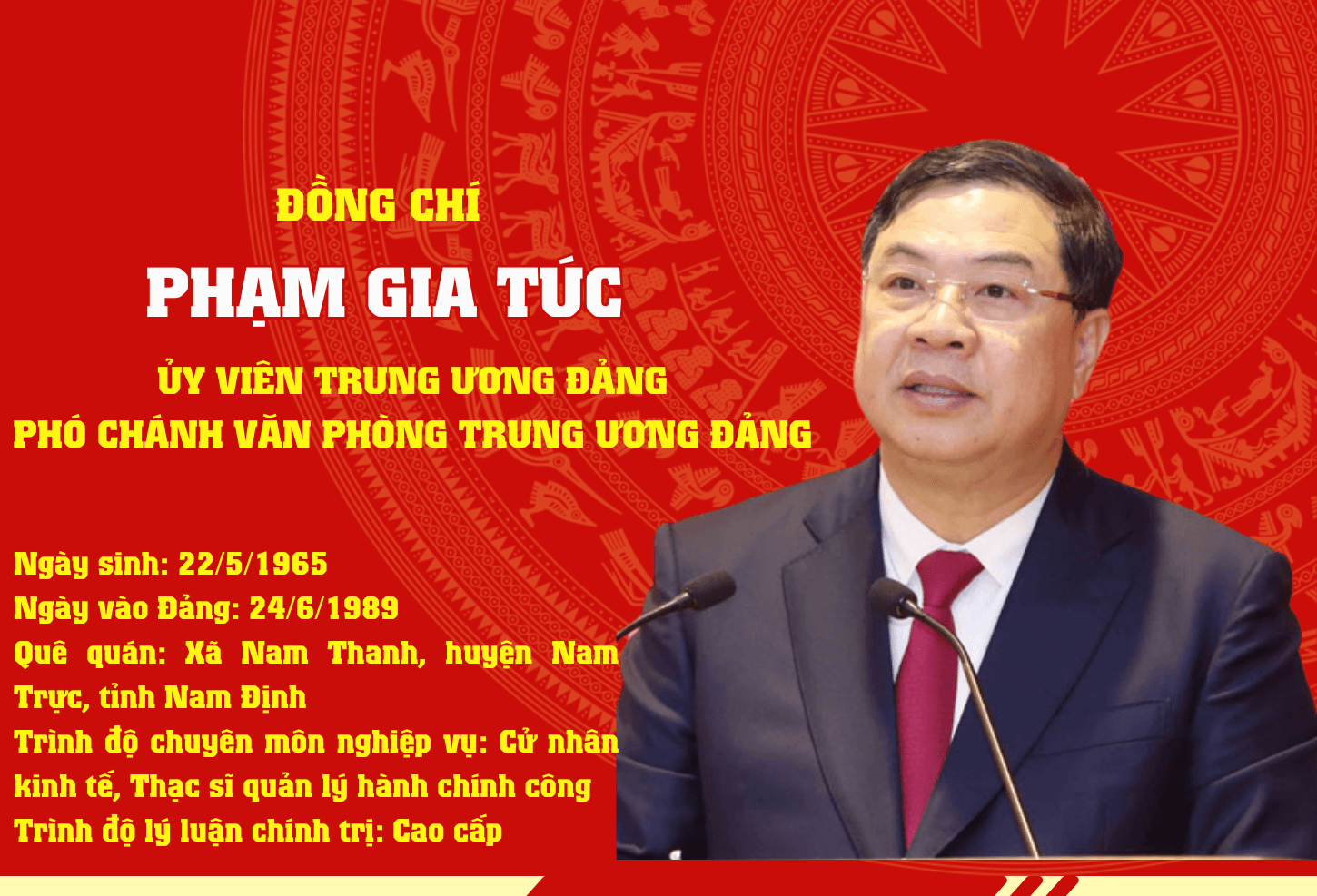 [Infographic] Phó Chánh Văn phòng Trung ương Đảng Phạm Gia Túc