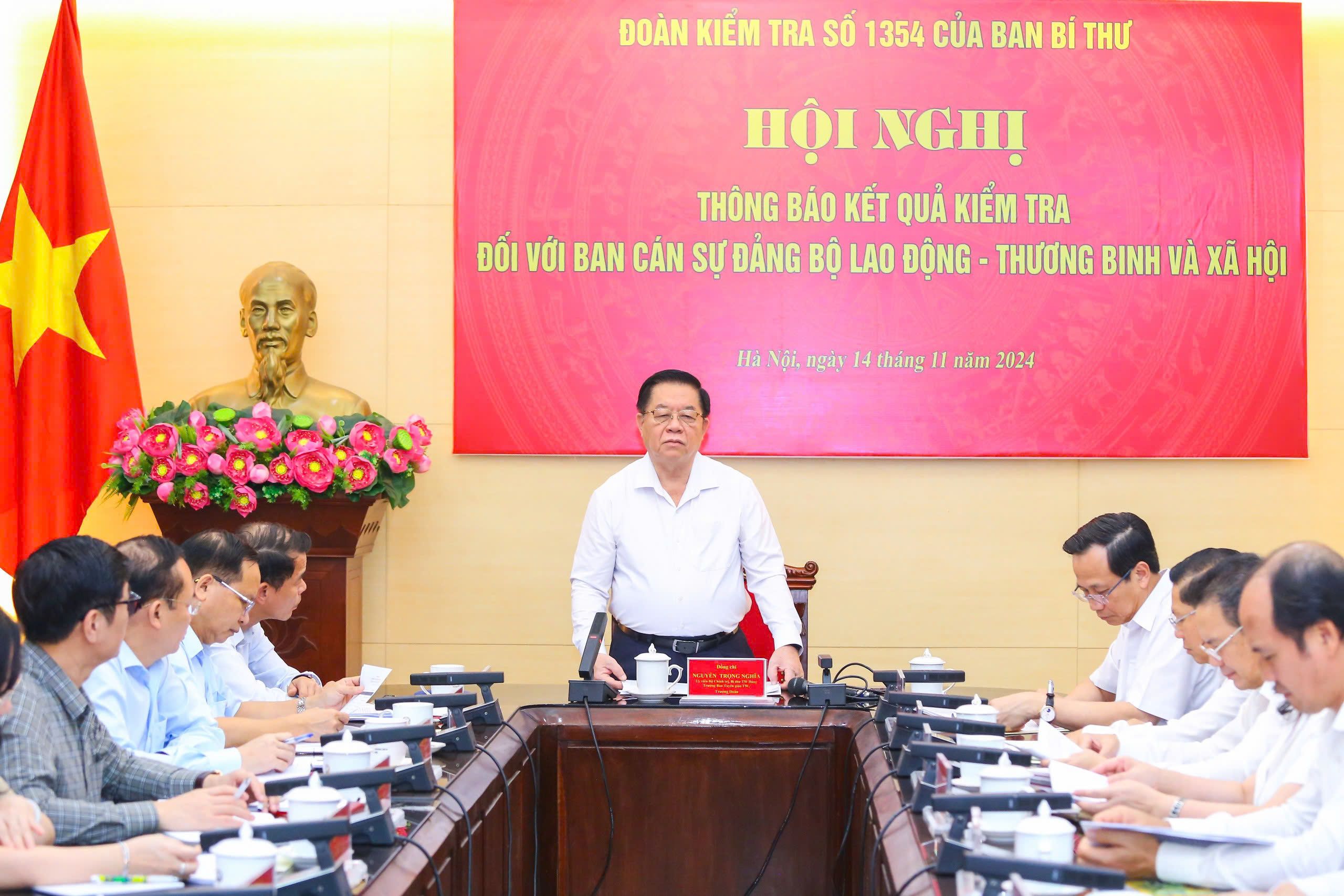 Thông báo kết quả kiểm tra đối với Ban Cán sự đảng Bộ Lao động - Thương binh và Xã hội