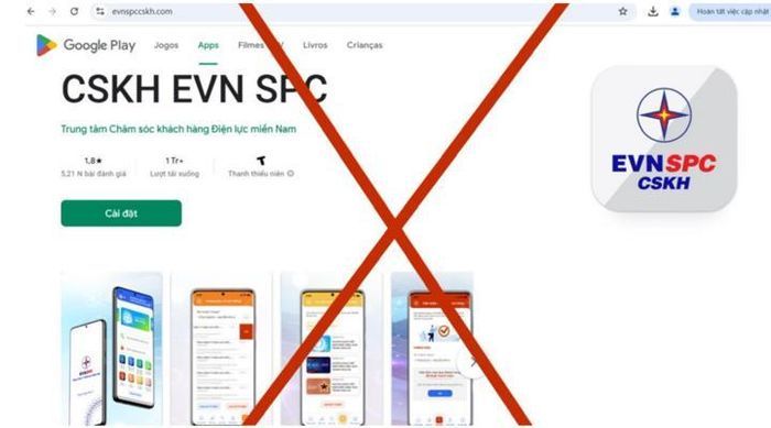 Cảnh báo web giả mạo Trung tâm CSKH Tổng công ty Điện lực miền Nam