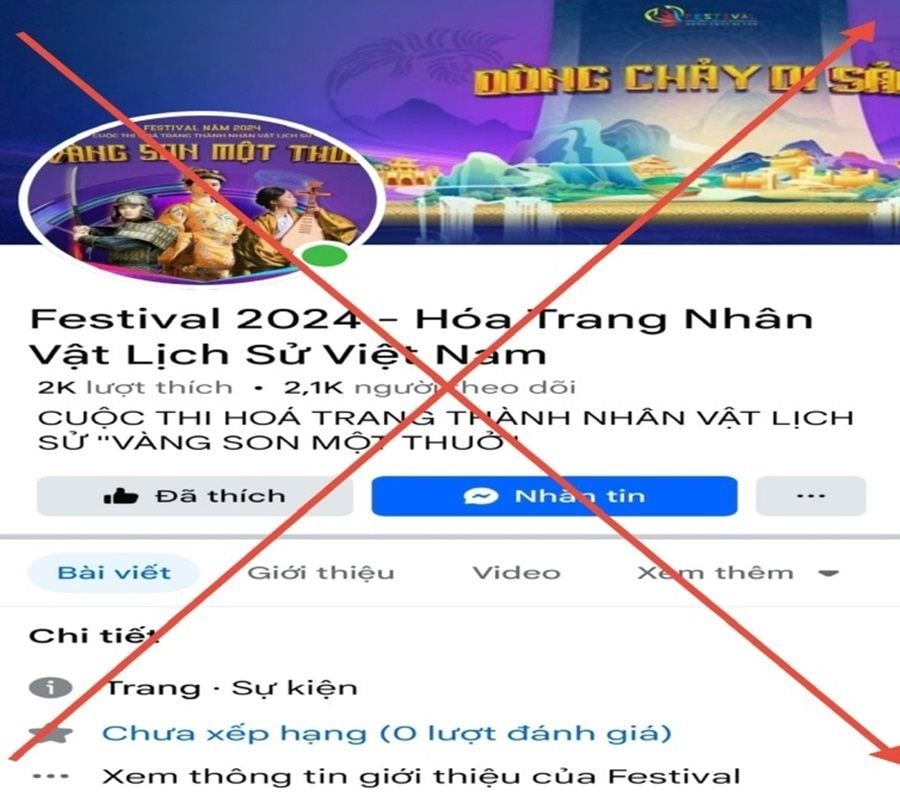 Cảnh báo trang Fanpage giả mạo Festival Ninh Bình 2024 lừa đảo chiếm đoạt tài sản